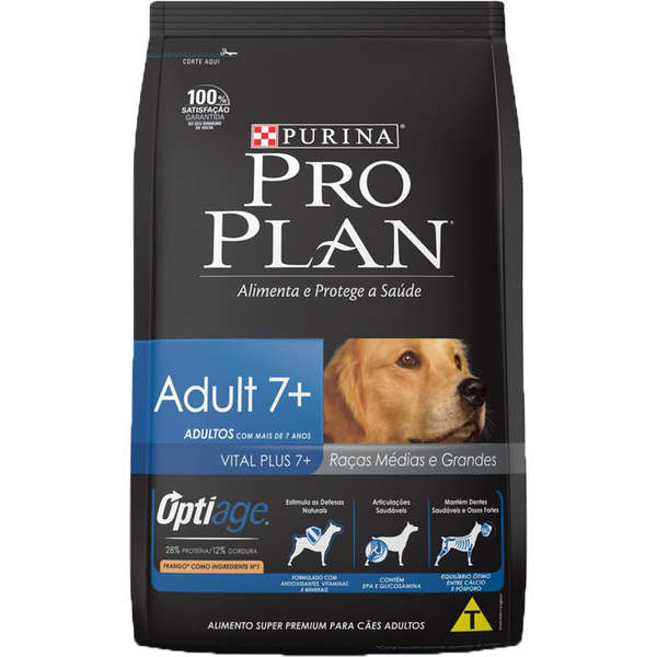 Ração Pro Plan Cães Raças Médias e Grandes Adultos 7 + Completo - 15 Kg