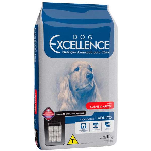 Ração Dog Excellence Cães Raças Médias Adultos Carne - 15 Kg