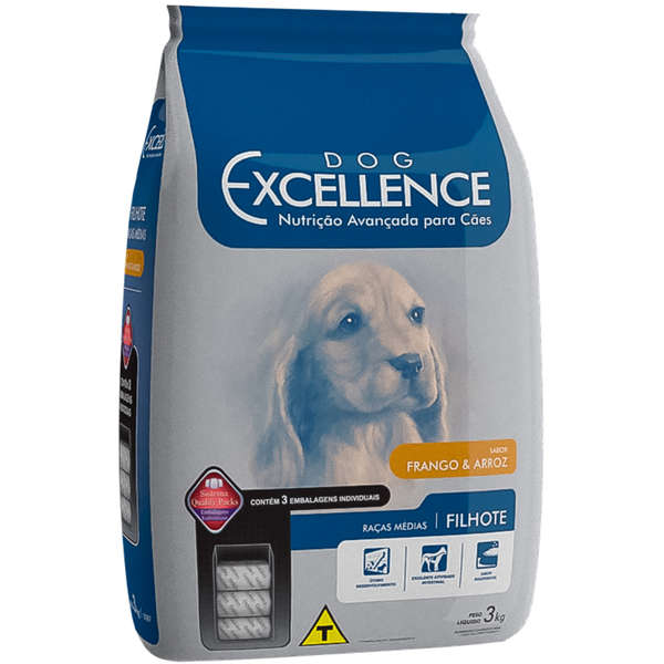 Ração Dog Excellence Cães Raças Médias Filhotes Frango - 15 Kg