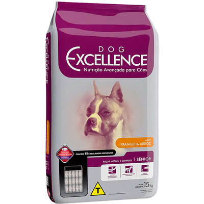 Ração Dog Excellence Cães Raças Médias e Grandes Idosos Frango - 15 Kg